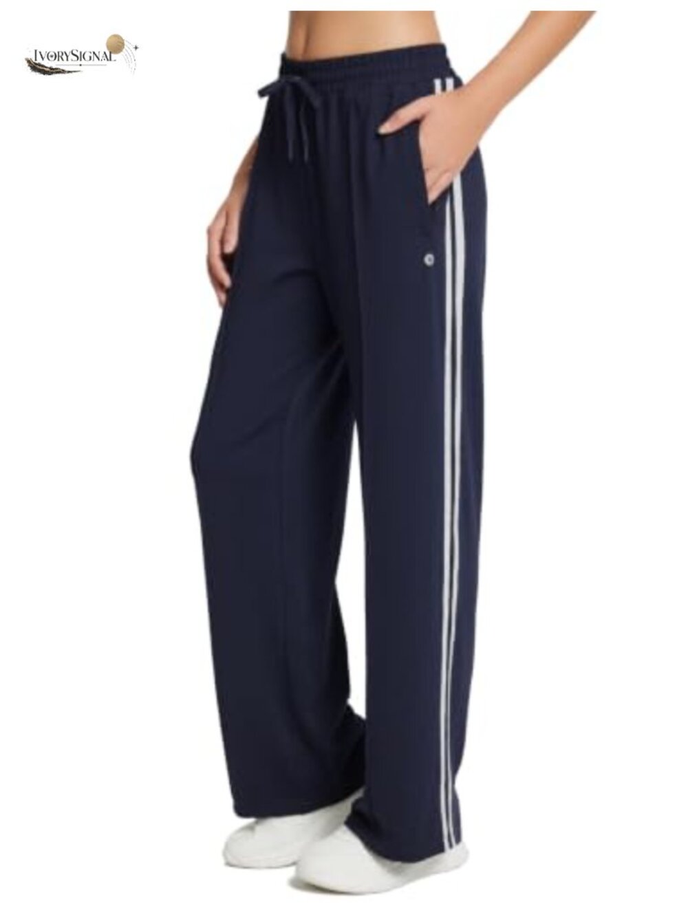 Women's 29in Loose Fit Track Pants Straight Leg Sweatpants with Zipper Pockets